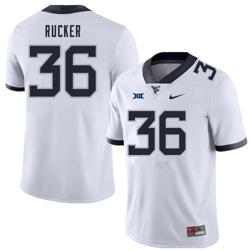 Men #36 Markquan Rucker West Virginia Mountaineers College Football Jerseys Sale-White